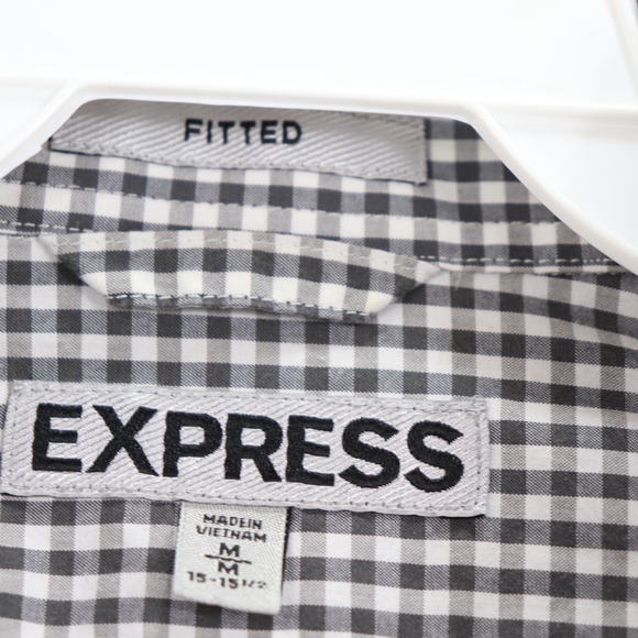 Express Mens Medium Fitted Button Front Shirt Gray - Picture 3 of 5